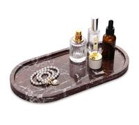 Plateau de Salle de Bain Plateau Oval Marbre Naturel Luxe Décoratifs pour Coiffeuse Organisateur Bougie Bijoux Parfum Maquillage Rosso Lepanto 30 x 15 cm