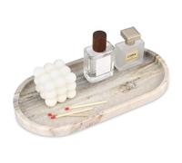 Plateau de Salle de Bain Plateau Oval Marbre Naturel Luxe Décoratifs pour Coiffeuse Organisateur Bougie Bijoux Parfum Maquillage Viva Jade 30 x 15 cm
