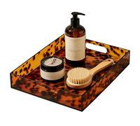 Plateau de salle de bain - Présentoir de comptoir en acrylique pour rangement de coiffeuse | Résine transparente avec bord surélevé, résistant à l'eau, support de produits de toilette pour évier