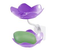 Plateau de savon | Support de savon double couche en forme de fleur | Ne perce pas l'organisateur ou la douche murale de salle de bain, salle de bain, chambre à coucher, appartement