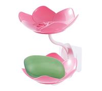 Plateau de savon | Support de savon double couche en forme de fleur | Ne perce pas l'organisateur ou la douche murale de salle de bain, salle de bain, chambre à coucher, appartement