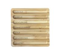 Plateau de seringue avec fente pour étiquette - Plateau de préparation de seringue en bambou pour esthéticiennes et infirmières - Plateau de rangement de seringues avec 7 flûtes (bambou)