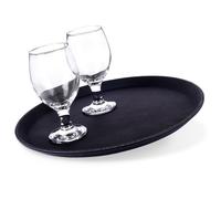 Plateau de serveur antidérapant - VILDE - Rond - 35 cm de diamètre - Noir - Surface antidérapante - Léger et robuste