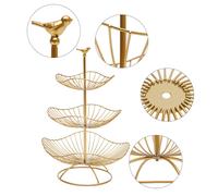 Plateau de service 3 étages Support de service Assiette de fruits Métal Plaque de bonbons Or Assiette de snack Coupe Corbeille de fruits pour dessert Décoration de table