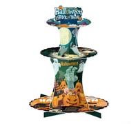 Plateau de service à 3 étages pour cupcakes d'Halloween - Fabriqué en carton solide - Peut contenir une variété de friandises en toute sécurité