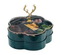 Plateau de service à collation, Récipient de service de bonbons et noix, Plateau de en forme de, conception à double couche, 5 compartiments, élément de wapiti de Noël