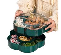 Plateau de service à compartiments - Plateaux à double couche pour servir de la nourriture - Plateau de service de wapiti de Noël, organisateur de plat de fruit de plat de d'écrou de pour le stoc