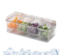 Plateau de service à condiments, plateau de service à condiments transparent | Plateau de fête glacé avec plusieurs compartiments, plateau de nourriture froide avec glace en dessous pour servir les