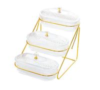 Plateau de service à fruits 3 couches pour décoration d'intérieur, dessert, bonbons, noix, banquet, transparent, 17,5 x 26,5 x 23 cm
