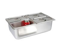 Plateau de service à glace portable pour fêtes - Serveur de buffet de nourriture froide, station de buffet de bar à salade, plateau de refroidissement pour pizza - Présentoir de comptoir, finition