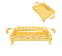 Plateau de Service Alimentaire, Assiette de Service de Fruits en Métal, Plateaux Décoratifs, Plateau de Restauration Rapide avec Textures Dorées, Assiette à Dessert de Type