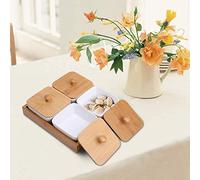Plateau de Service Apéritif, Set Apéritif 4 Coupelles Carrées en Porcelaine Coupelle Aperitif Céramique avec Couvercle de Plateau en Bambou pour Apéritif, Condiments, Collations, Noix et Bonbons