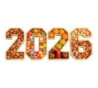 Plateau de Service | Assiette avec Chiffres pour Le Nouvel an 2026 - Coffret Plateau À Partage Polyvalent | pour Fruits Gâteau Donuts Bonbons Fromage Dessert Anniversaire Graduation