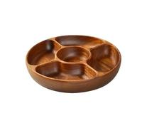 Plateau de Service, Assiette D'apéritif, Assiette de Fruits avec Compartiment, Plateau de Fruits Secs en Bois pour Plan de Travail, Salle à Mang, 29x29x4.5cm