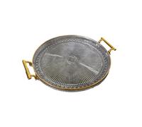 Plateau de service avec poignées - Plateau de service rond avec poignée dorée | Plateau rond décoratif à double oreille pour collation, café, fruits, salon, salle de bain, cuisine