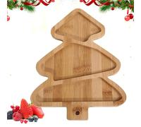 Plateau de service - Board d'apéritif en bois de Noël, plateau de collation de vacances, assiette de plats de nourriture décorative, charcuterie festive rustique | Affichage de table de cuisine pour l