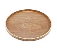 Plateau de Service Bûche Couleur Plateau Rond Fruits Café Thé Plateau Service Lisse Beau Plateau Nourriture Multifonctionnel Fournitures de Cuisine en Bois(33cm)