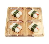Plateau de service carré divisé - Plat de fête vintage en bois | Vaisselle pour apéritifs, légumes, sushis, collations, fruits, desserts, gâteaux, maison, restaurant, mariage, camping