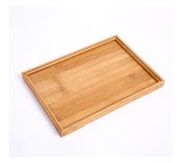Plateau de service carré en bois naturel avec lignes épurées et bords lisses, adapté pour servir du thé, des fruits, du pain et des collations dans différents paramètres (28 x 21 x 2,5)
