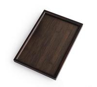 Plateau de service carré en bois pour servir des articles tels que le pain, les fruits, le fromage, les olives, les sushis, les desserts ou comme décoration de table (assiette plate 28 x 19 cm)