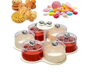 Plateau de Service compartimenté avec Couvercle,Plateau Tournant pour Apéritif et Fruits Secs | de Service à Compartiments - pour Table, Adultes, Voyages, Pique-niques, Traiteur, réceptions