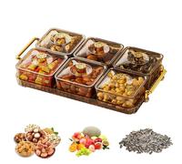 Plateau de service compartimenté - Plateau d'apéritif | Portable Transparent Moderne Léger Luxe Durable Antidérapant Divisé Snack Plateau avec couvercle et compartiment amovible pour bonbons, fruits,