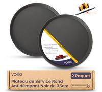 Plateau de service de boissons rond antidérapant - Ustensiles de cuisine, bars et restaurants (35 cm, lot de 2)
