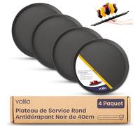 Plateau de service de boissons rond antidérapant - Ustensiles de cuisine, bars et restaurants (40 cm, lot de 4)