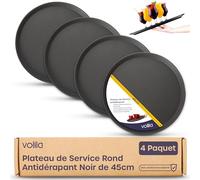 Plateau de service de boissons rond antidérapant - Ustensiles de cuisine, bars et restaurants (45 cm, lot de 4)