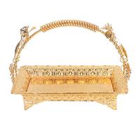 Plateau de service de café Vintage Style Elegant Metal Serving plateau Sturdy Zinc Alliage Decorative Serving Platter for Home Bar Cafe Gold Color 11,8 x 8,1 pouces