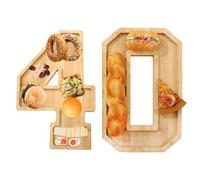 Plateau de Service de Charcuterie en Bois avec Chiffres de 11,8 Pouces, Boîte à Charcuterie à Grand Nombre Remplissable, Plateau Décoratif pour Fête d'anniversaire du 30e, 40e,