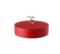 Plateau de service de collations, plateau de noix fendues, conteneurs de collations ronds, fruits secs, ustensiles de stockage de noix avec couvercles for collations de fête, 27x27x14,5 cm(Red)