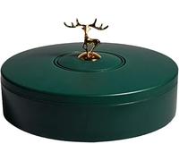 Plateau de service de collations, plateau de noix fendues, conteneurs de collations ronds, fruits secs, ustensiles de stockage de noix avec couvercles for collations de fête, 27x27x14,5 cm(Green)