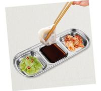 Plateau de service de fruits secs, 3 pièces, compartiment for vinaigre de soja coréen, mini sous-soucoupe, grille de sucre for barbecue, assiette à grille divisée, bols, assaisonnement for trempette,