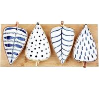 Plateau de service de fruits secs, bols à trempette, plats à sauce en céramique en forme de feuille, plat à condiments de 3,35 pouces, assiettes à trempette, plats à apéritif ou assaisonnement for sau