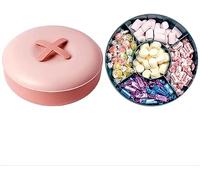 Plateau de service de fruits secs, plateau à collation avec couvercle, plateau de service divisé, plateau de fruits for les fêtes, for bonbons, apéritifs, collations, fruits secs, noix, légumes(Roze)