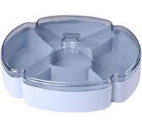 Plateau de service de fruits secs, plateau à collation avec couvercle, récipient de service de bonbons et de noix, plateau de service sectionnel en plastique(Blue 1 Layer)