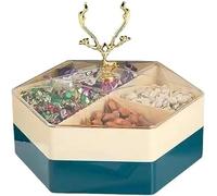 Plateau de service de fruits secs, plateau de fruits de cerf, plateau de fruits secs domestique à double couche avec couvercle, compartiment, boîte de rangement, graines de melon, collation, bonbons,