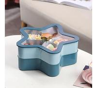 Plateau de service de fruits secs, plateau de service de collation, plateau de service divisé avec couvercle, plateaux de collation à 5 compartiments for fête, plateau d'apéritif multifonctionnel(Blue