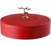 Plateau de service de fruits secs, plateau de service divisé, plateaux de collation rotatifs à 360 ° for fête, plateau de service d'apéritif en plastique(Red)