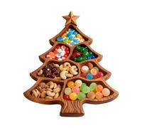 Plateau de service de Noël avec 7 compartiments - 25 x 21 x 2,5 cm - Bois d'arbre de Noël - Plateau de service - Plateau à fruits - Plateau à fromage - Plateau à apéritif - Sushi - Dessert - Bol à