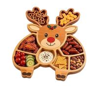 Plateau de service de Noël multi-compartiments décoratif | Planche de service décorative de Noël pour collations, fromage, bonbons, biscuits, fruits, sushis, petit déjeuner, fête D