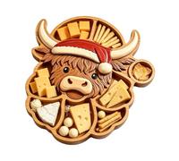 Plateau de service de Noël multi-compartiments en bois | Planche à apéritif de Noël en pain d'épices pour collations, fromage, bonbons, biscuits, fruits, sushis, petit déjeuner