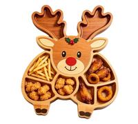 Plateau de service de Noël multi-compartiments en bois | Planche de service de Noël en pain d'épices pour collations, fromage, bonbons, biscuits, fruits, sushis, petit déjeuner