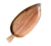 Plateau de service décoratif en bois en forme de feuille - 33 x 14 x 2 cm - Idéal pour la décoration de la maison et le divertissement - Accessoire de cuisine rustique