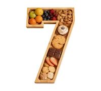 Plateau de service - Décoration de table avec chiffres réutilisables en bois, grand plateau de service | affichage pour gâteau aux biscuits au chocolat, bonbons, collations au fromage, charcuterie |
