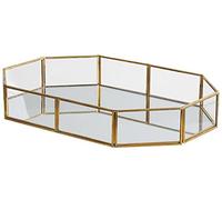 Plateau de Service Design Effet Miroir Tendance avec Cadre en Laiton Couleur Dorée Idéal pour Parfaire une Déco de Table Glamour Beliani