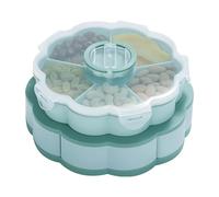 Plateau de service divisé, 2 couches, rotatif, en forme de , 10 compartiments avec couvercle, pour buffets, petit-déjeuner, déjeuner, dîner, maison, camping