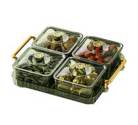 Plateau de service divisé - Boîte de conservation - Organiseur de déjeuner - Plateau à collation transparent portable avec couvercle de poignée pour bonbons, entrées, noix, fêtes de cuisine