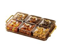 Plateau de service divisé - Organiseur de choses pour animaux de compagnie, poignée de couvercle, plateau de service portable, élégant, compartiments solides amovibles | Boîte à déjeuner pour bonbons